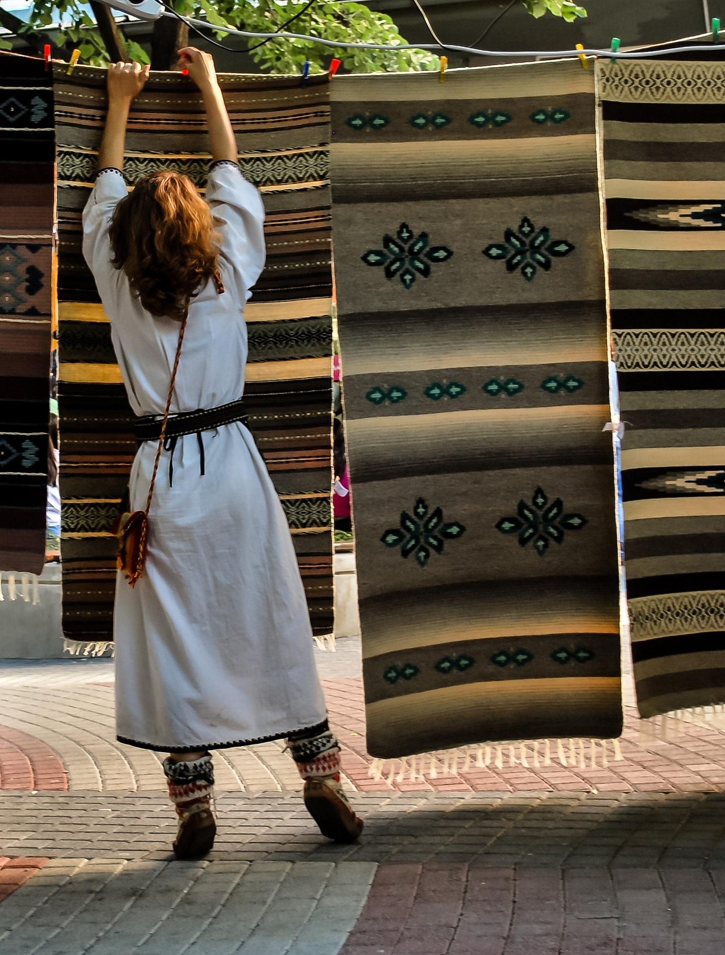 Colorful flags and cafes in the Kapana Creative District